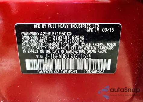 2016 Subaru Impreza Premium z USA, uszkodzony, nr VIN JF1GPAB63G8201538